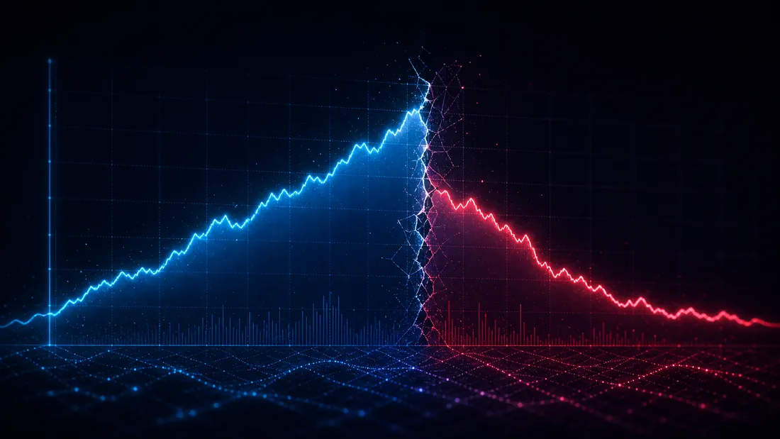 Diverging in-sample and out-of-sample curves illustrating the order-book deep-learning replication crisis