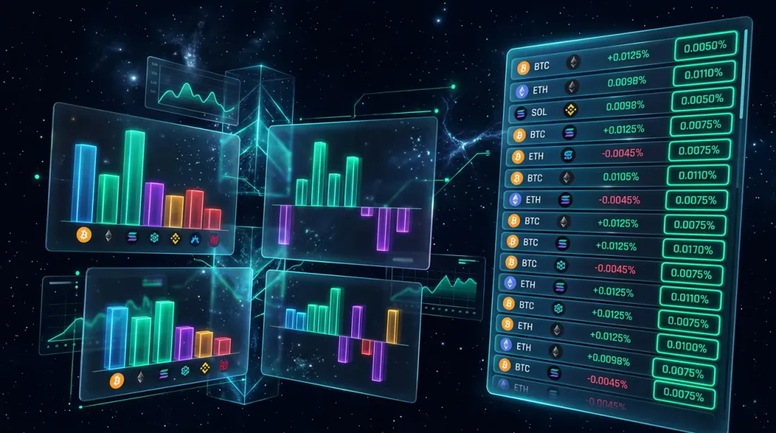 Dashboard di monitoraggio del funding rate in tempo reale su più exchange