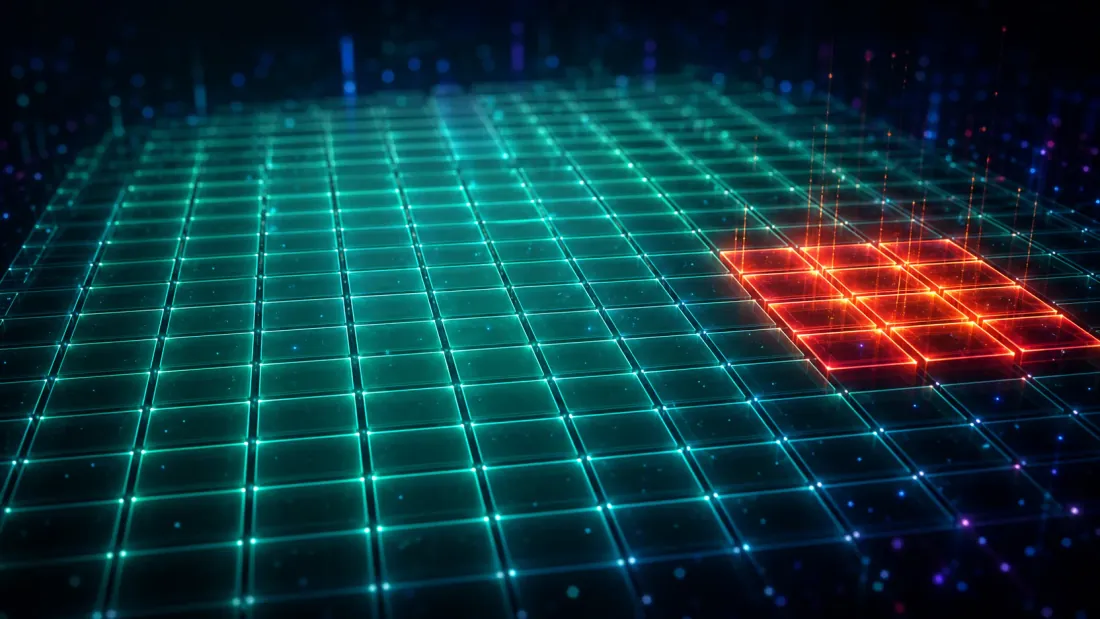 Ein verführerisch aufragender In-Sample-Equity-Gipfel in glühendem Rot-Orange, ein einzelner Moving-Average-Crossover-Gewinner, herausgehoben aus einem schwachen Fächer tausender verworfener Strategiekurven — das verlockende Bestes-aus-dem-Rauschen-Ergebnis vor jeglicher Deflationierung