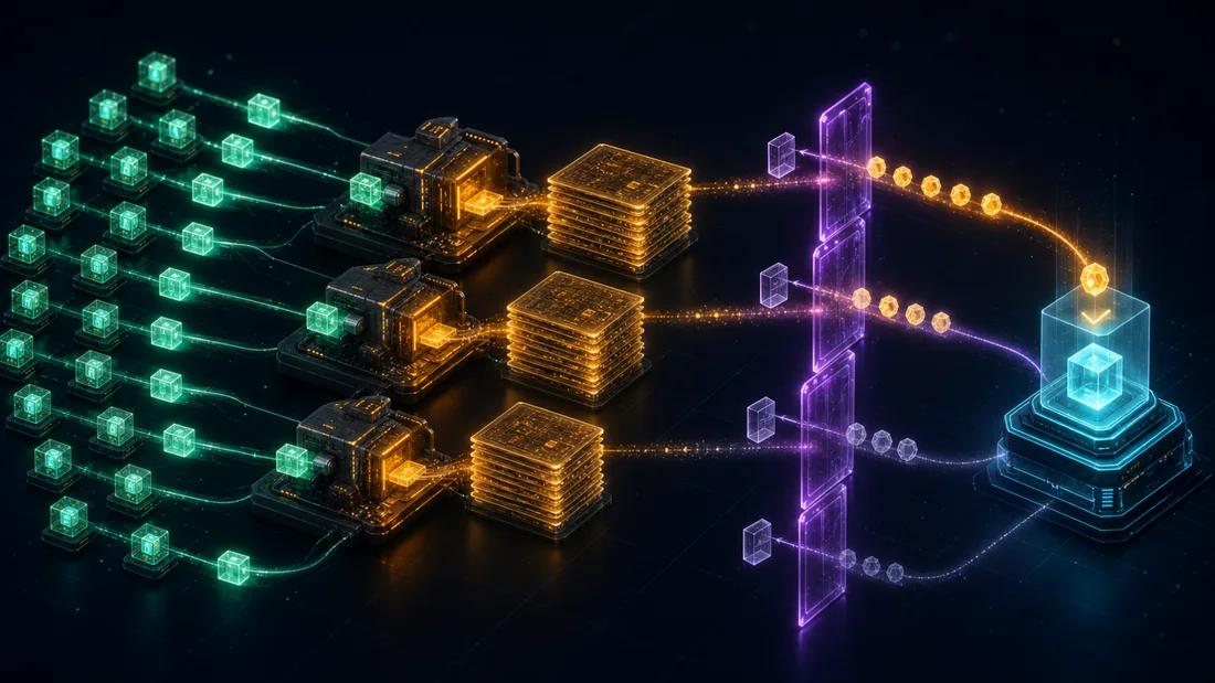 Proposer-builder separation pipeline: searchers submit bundles to competing builders, builders bid full blocks to relays, relays expose headers to the proposer, the proposer signs the highest bid